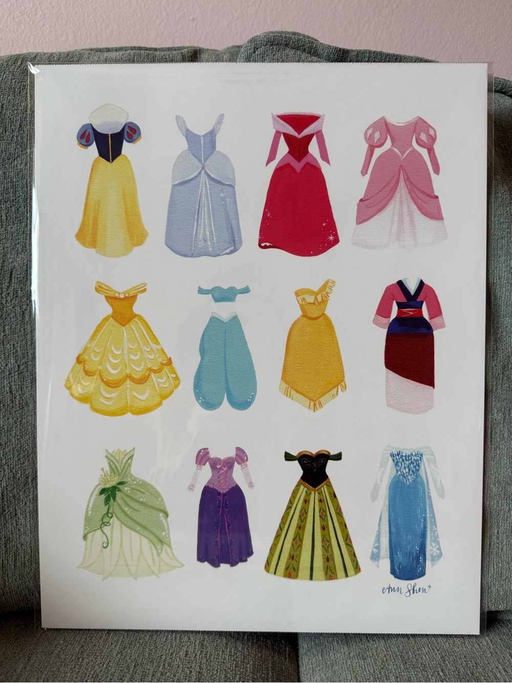NEW Disney Princess Gowns Art Print Ann Shen 11x14